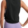 CRZ YOGA Pima Cotton Cropped Workout Tank Tops for Women Sleeveless Sports Athletic Yoga Running Gym Crop Shirts