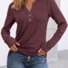 AUTOMET Women's Long Sleeve Shirts 2025 Fall Henley Dressy Casual Tops Trendy Blouses Cute TShirts Outfits Clothes