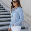 luvamia Denim Shirt Women Chambray Jean Western Shirts Long Sleeve Button Down Tops