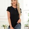 Memorose Womens Short Sleeve Tops Summer T Shirts Round Neck Causal Fashion Basic Tee