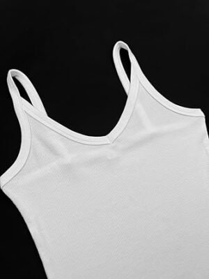 iGENJUN Womens Spaghetti Strap VNeck Ribbed Tank Tops for Women 2025 Slim Fitted Soft Camisole Basic Layering Shirts