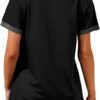 Geifa Womens T Shirts Short Sleeve V Neck Loose Casual Summer Tops with Pocket