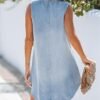 CUPSHE Women's Denim Mini Dress Jean Dresses V Neck Sleeveless Casual Summer Outfits 2025 Trendy