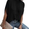 Verdusa Women's Tie Back Dolman Sleeve Blouse Top Casual Dressy Mock Neck Going Out Tops