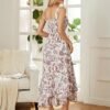 GRACE KARIN Women's 2025 Summer Floral Boho Dress Square Neck Strapped Swing A Line Sundress Beach Long Maxi Outfits