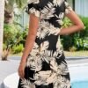 Zeagoo Womens Summer ALine Dress with Pockets Mini Short Sleeve Dresses Flowy Beach Swing Dress 2025 Vacation Travel