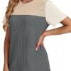 WIHOLL Womens Fashion 2025 Color Block Shirts Short Sleeve Crewneck Knitted Spring Summer Tops Casual Trendy