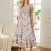 GRACE KARIN Women's 2025 Summer Floral Boho Dress Square Neck Strapped Swing A Line Sundress Beach Long Maxi Outfits