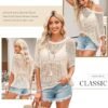 Dokotoo Womens Summer Scoop Neck Short Sleeve Sweater Casual Crochet Hollow Out Knit Tops Pullover Shirts Beach Coverup